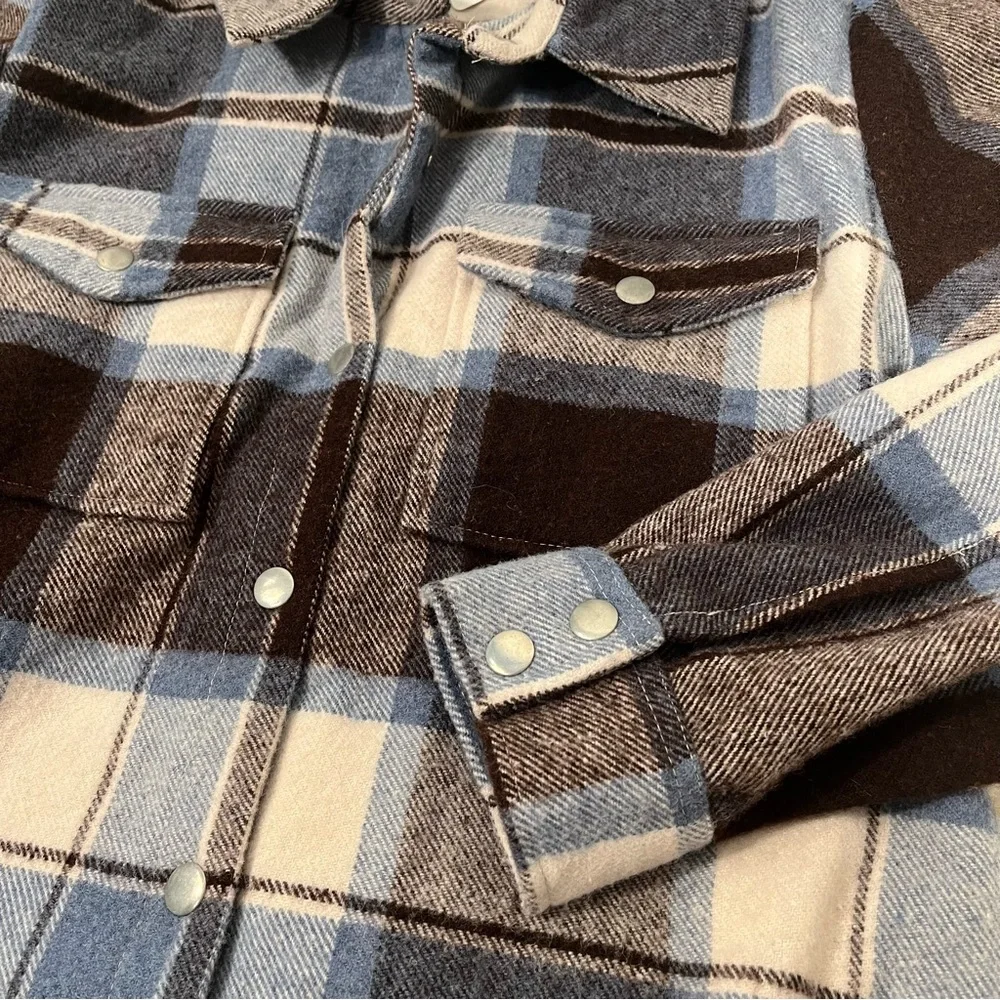 Ella Rose Plaid Wool Blend Snap Shirt Jacket Size S - Picture 4 of 6